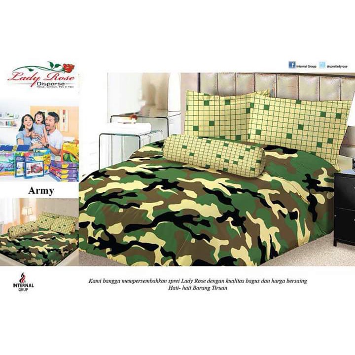Sprei / spre / sprey / sprai Lady Rose 180 x 200 x 20 cm Motif Army