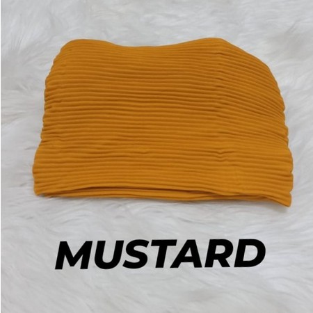 PASHMINA PLISKET BABYDOLL CERUTY FULL / PLEATS • PLEATED SHAWL BY ORBELLE-MUSTARD