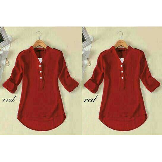 SALE !! kemeja wanita merah / kemeja maroon wanita