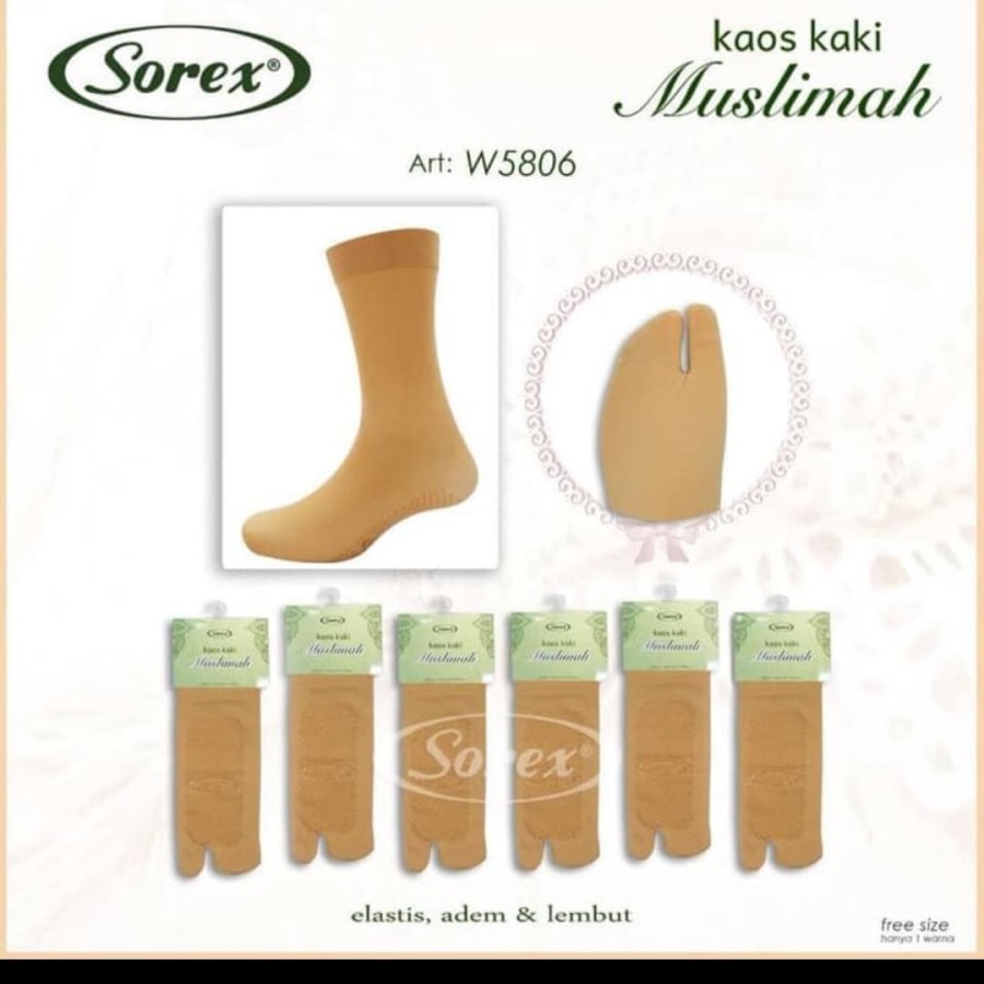 kaos kaki jempol wanita muslimah sorex w 5804 5805 5806 anti selip