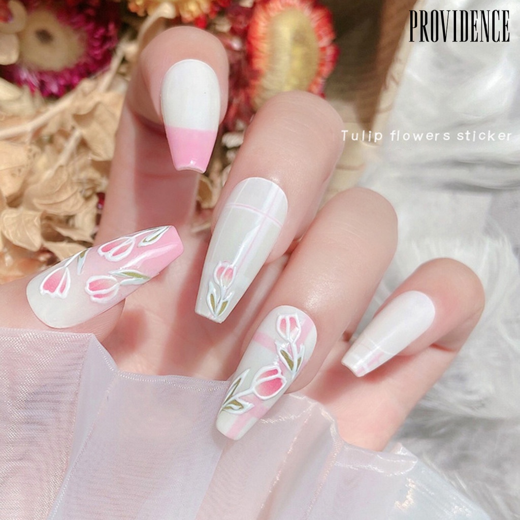 Providence Stiker Kuku DIY Gambar Bunga Tulip Untuk Nail Art