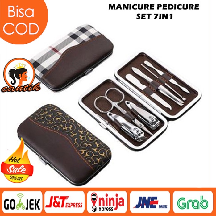 Manicure Set 7 in 1 Gunting Kuku Nail Art Set Dompet Menicure Pedicure Meni Pedi Manikur Set