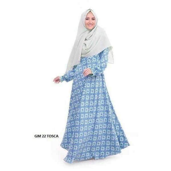 Gamis Sarimbit HaiHai GM 22 Bahan Maxmara Warna Tosca Busui Friendly