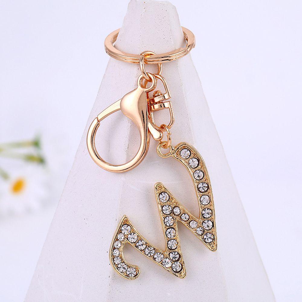 NEEDWAY Huruf Liontin Hadiah Natal Aksesoris Fashion Kristal Berlian Imitasi Perhiasan Hadiah Gantungan Kunci Rhinestone Letter Key Chain