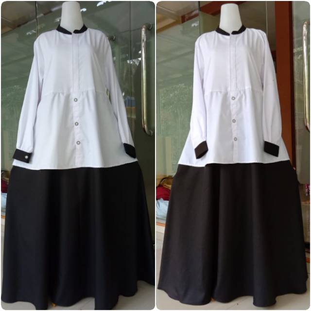 Gamis Hitam Putih ASN Ready S M L XL