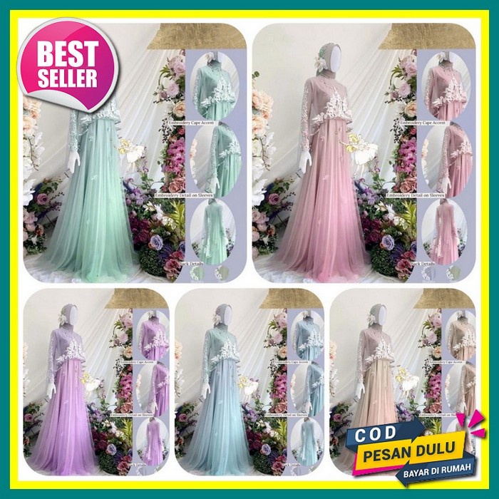 Pb // Gamis Abaya Maryam Maxi Dress Bordir Payet Ceruty Babydoll Premium Dress Pesta Kondangan Terba