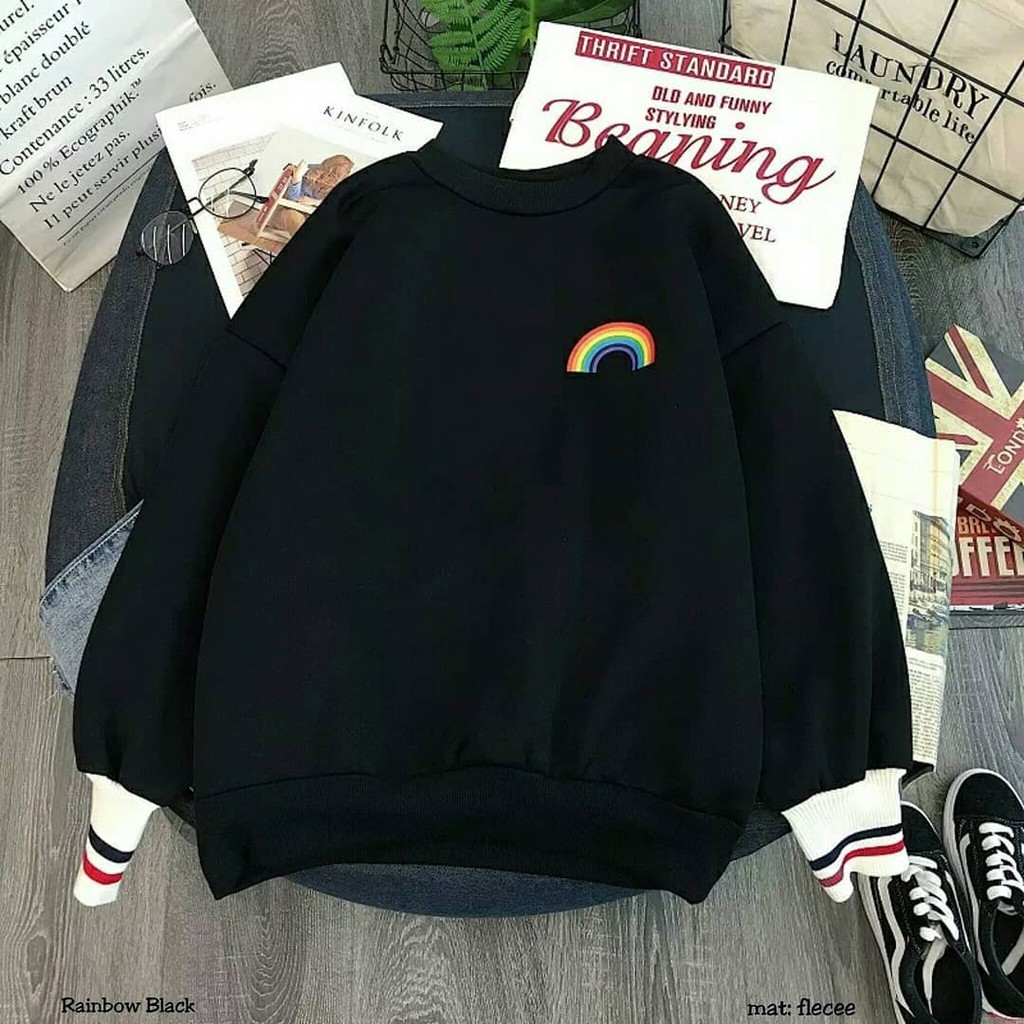 RAINBOW HOODIE  BAJU  KOREA  Shopee Indonesia