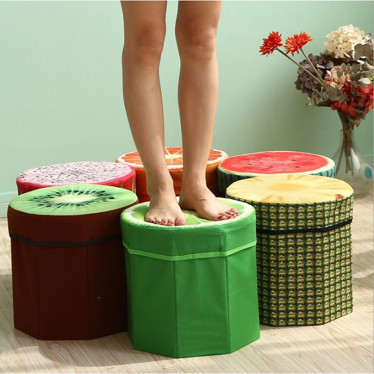  Kursi  Lipat  Bangku Lipat  Storage Box Organizer Motif Buah 