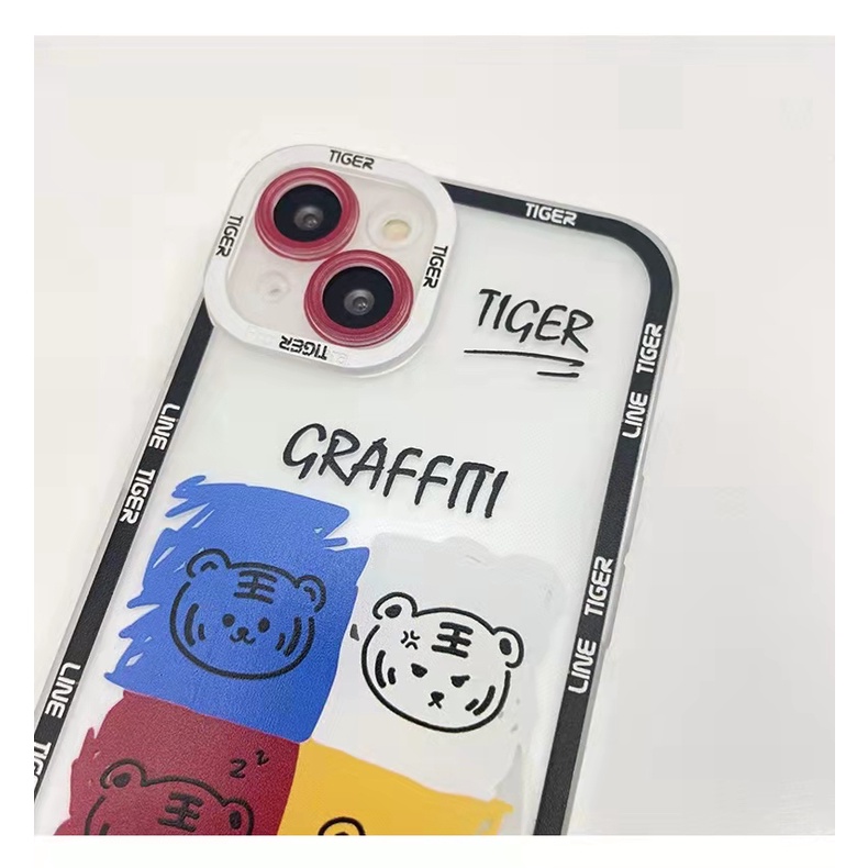 Case Tpu Transparan Motif Kartun Harimau Cover iPhone 13 13pro 13prm 11 7Plus 8Plus Xr XS 13 12pro Max