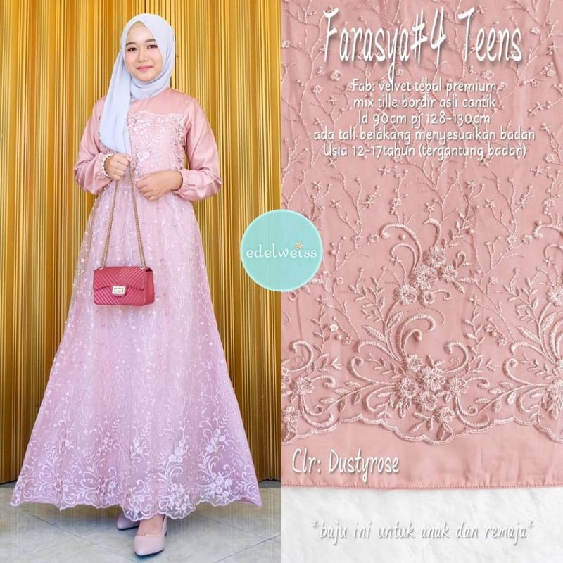 Farasya Dress Teen #4 Gamis Brukat Tile Remaja LD 90 Gamis Pesta Anak Remaja Gamis Brukat Tile Pakai Tali Gamis Anak Perempuan Cantik Gamis Kecil Dress Brukat Anak anak Gamis Kondangan Dress Muslimah Dress Muslim Gaun Pesta