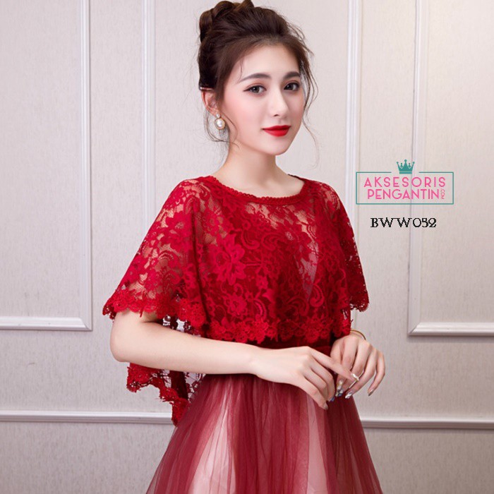 [PRODUK FAVORIT] ASESORIS PERNIKAHAN PENGANTIN BRIDAL BOLERO PESTA MERAH BWW052