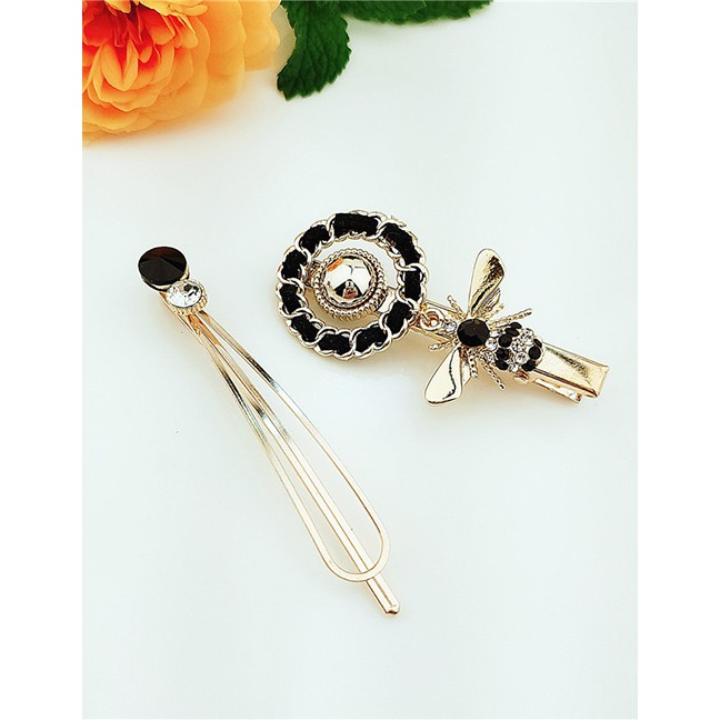 LRC Jepit Rambut Fashion Black Alloy Bug Hair Accessories Earrings Set F61993