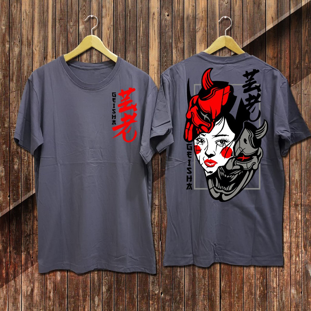 Kaos Distro Geisha Topeng Premium Anak Remaja Tanggung Cotton Combed