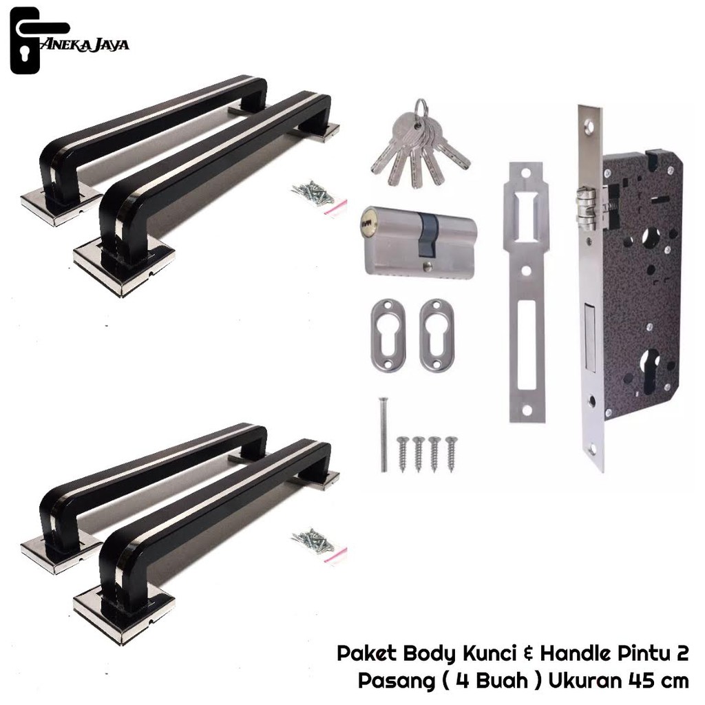 [ Satu set ] Gagang Pintu / Tarikan Pintu Rumah Stainless / body kunci / Handle Pintu rumah 45 cm