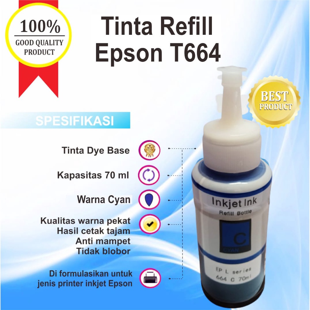 Tinta Refill Premium Ink 664 Pengganti T664 For Printer Epson L555 L565 L110 L120