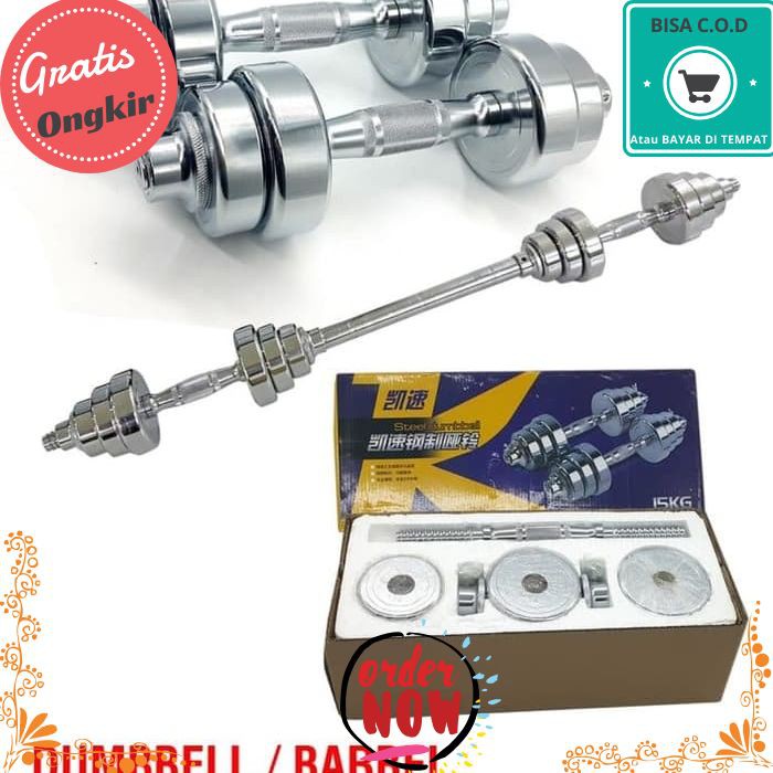 COD 255 Dumbell Barbel Set Max 25Kg Tiang Angkat Beban Besi 2 Pcs 25 Kg 014-7 Alat Fitness GYM