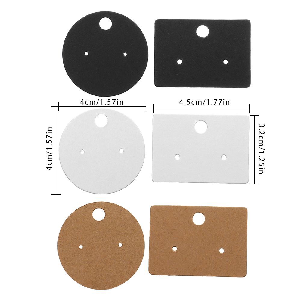 100 Pcs Kartu Label Holder Anting Kosong Bahan Kertas Kraft Warna Khaki Hitam Putih Diameter 4.5cm