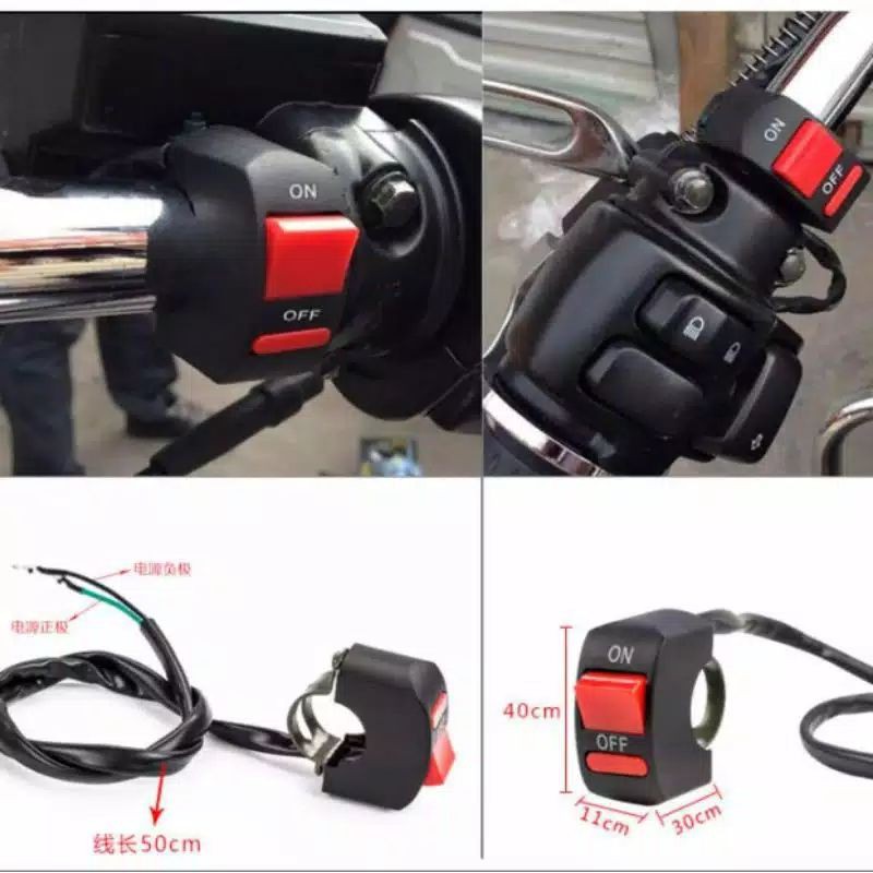 Saklar lampu motor on off -on of lampu jepit stang