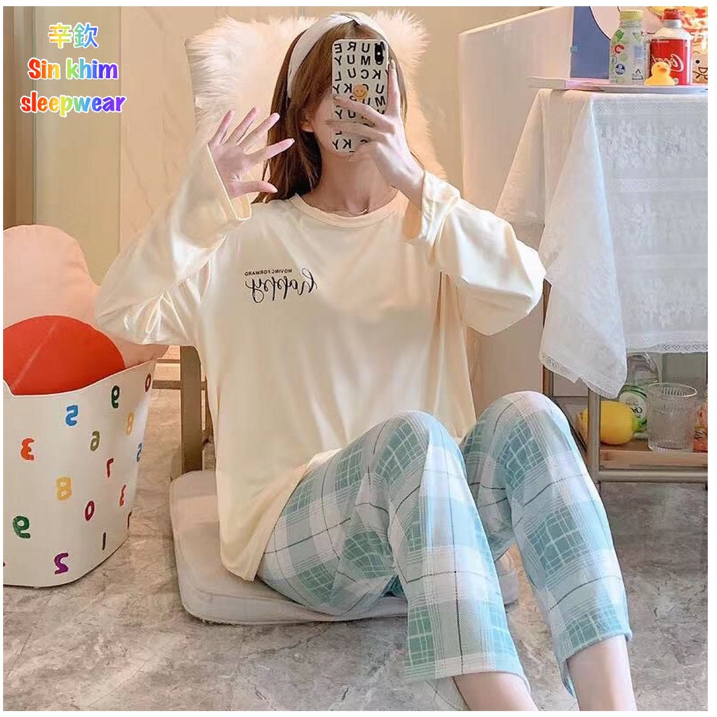 blinqshop BAJU TIDUR IMPORT-HAPPY KUNING HIJAU