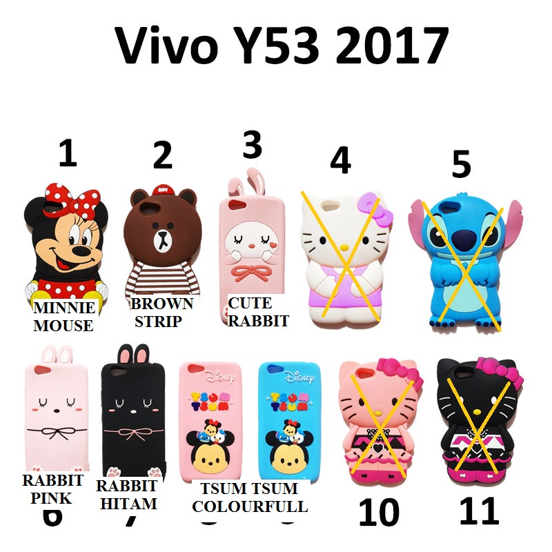 Silikon 3D karakter Boneka Cute VIVO Y53 Y71 V7 V9 V5 Silikon boneka lucu pelindung hp case tebal karet softcase lentur