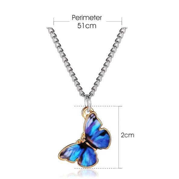 Kalung Kupu Kupu - Kalung Rantai Liontin Butterfly Gradasi Biru Fashion - Light blue