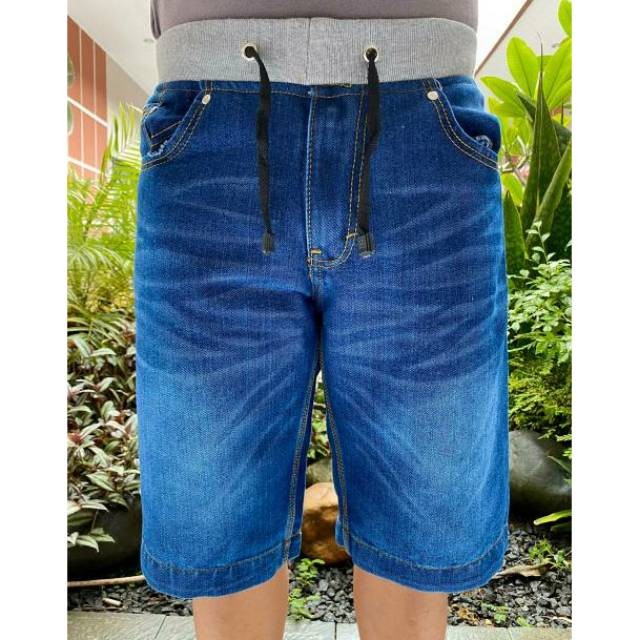 Celana Pendek Jeans Rip/Kolor Denim Tebal Size 27-44