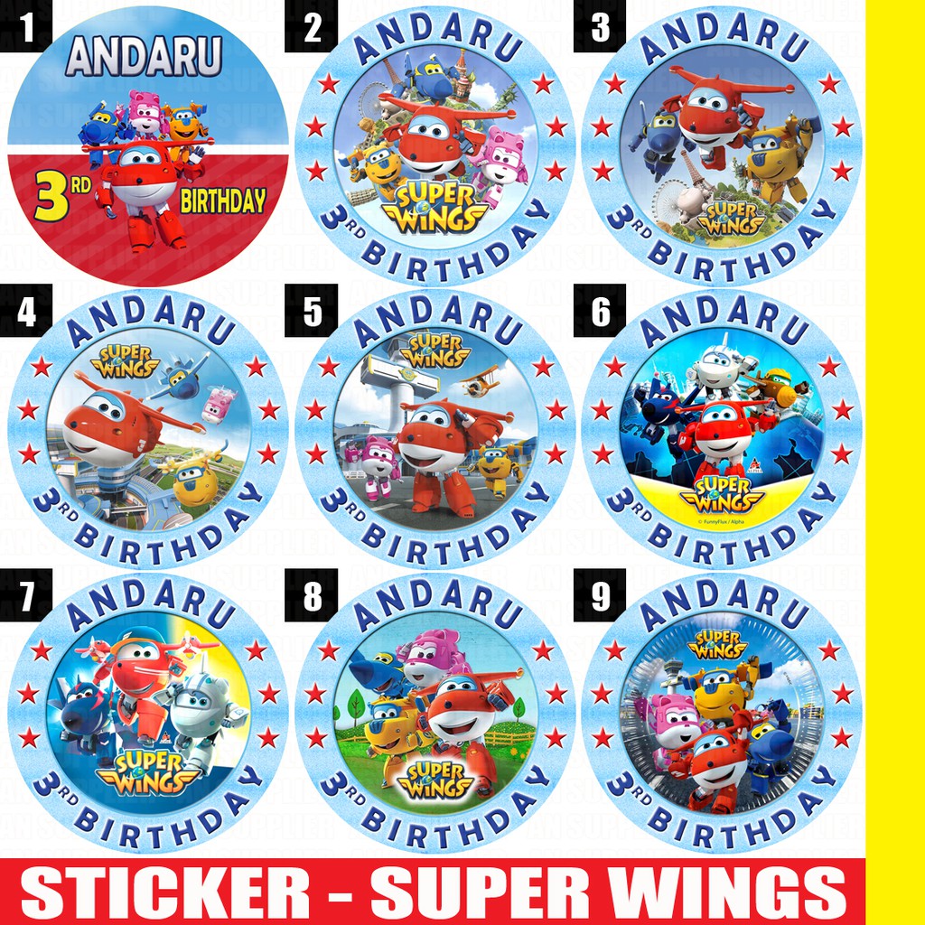 

60 STIKER SUPER WINGS - LABEL BAG / KUE / SOUVENIR ULTAH ULANG TAHUN