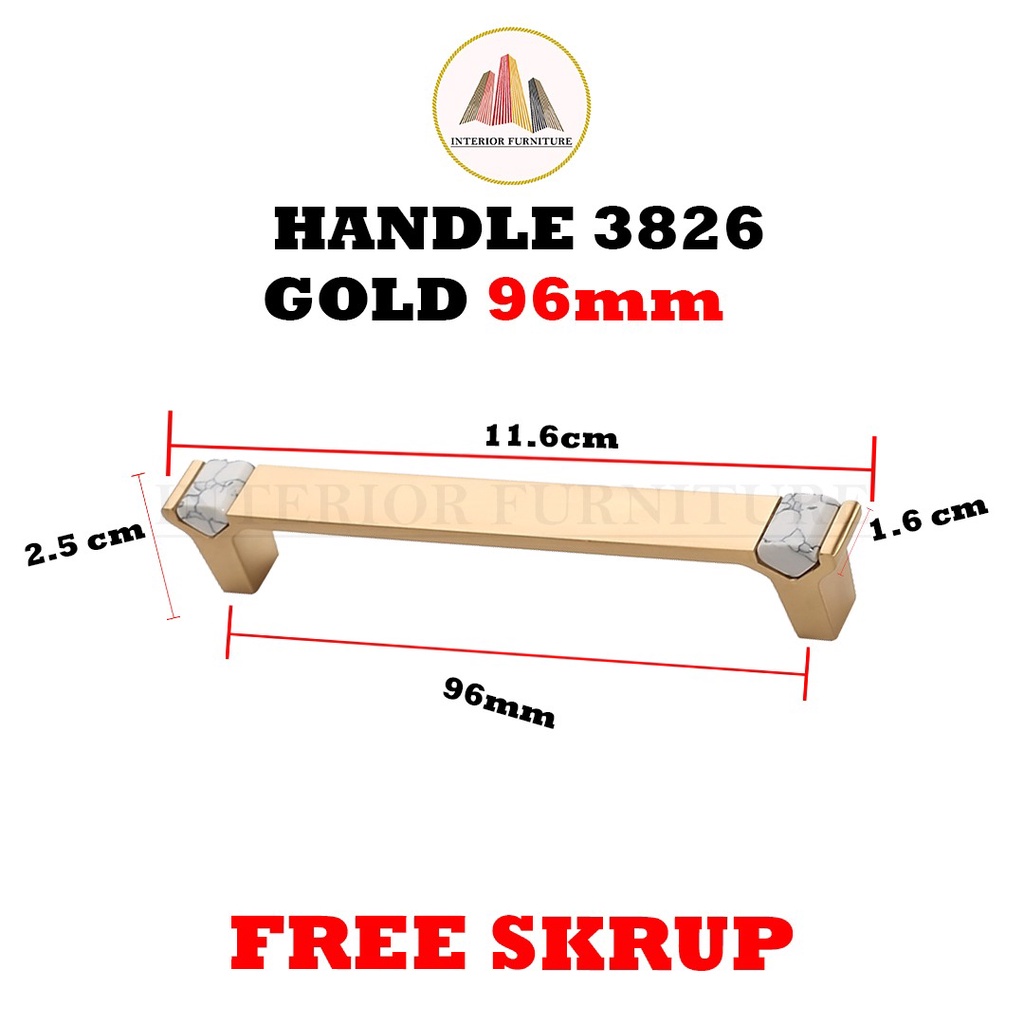 Handle Marmer Handle Gold Tarikan Laci Emas Minimalis Gagang Pintu Lemari 3826 96 mm &amp; 128 mm.