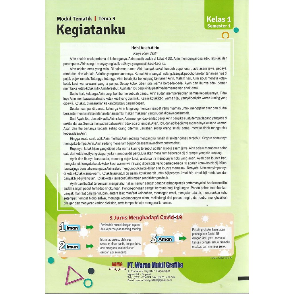 Inspirasi Tematik Tema 3 kelas 1 SD/MI Semester 1 kurikulum 2013 EdisI Revisi 2017-1