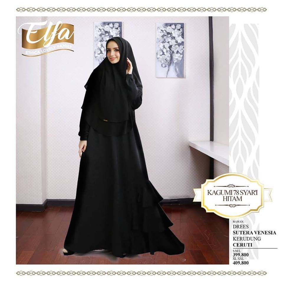 SALE Gamis dewasa syari ethica KAGUMI 78 warna hitam size XL