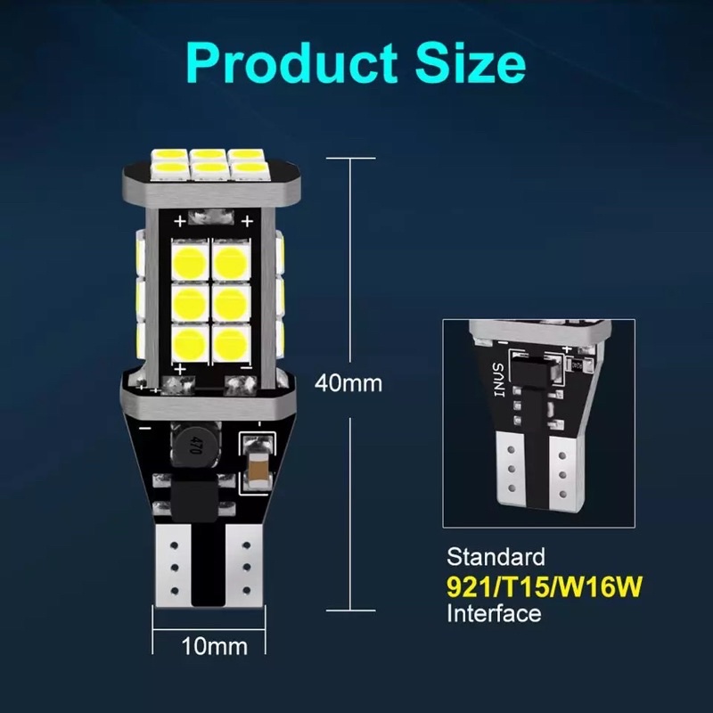 Lampu Led Dajjal T10 T15 W16W 921 DC 12-24 Volt Chip 3030 - 5 Sisi Super Bright