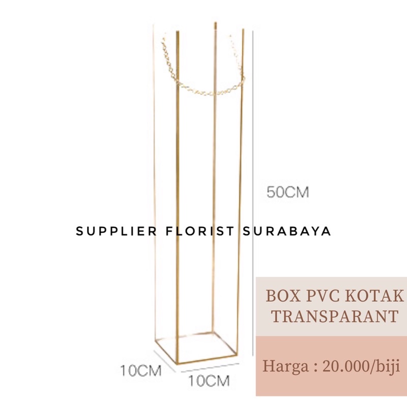 Flower box square PVC tali rantai plastik opp mika tebal/ kotak bunga pvc / vas packaging bunga pvc