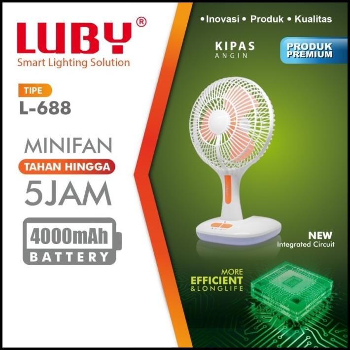 Luby Lampu Emergency Kipas Angin Meja Portable 8 Inch Srd 12Smd
