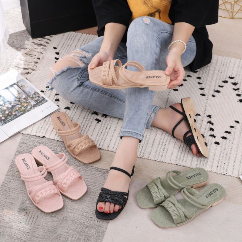 Sandal Jelly Tali Silang Anyam 8821-2