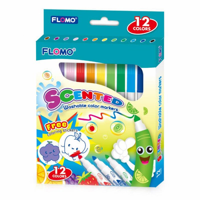 

Hemat Flomo Scented Washable Color Marker Pen Spidol Warna Wangi Bisa Cuci Hot Sale