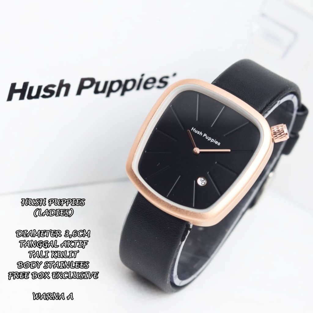 JAM TANGAN WANITA HUSH PUPPIES TALI KULIT BODY OVAL TANGGAL AKTIF