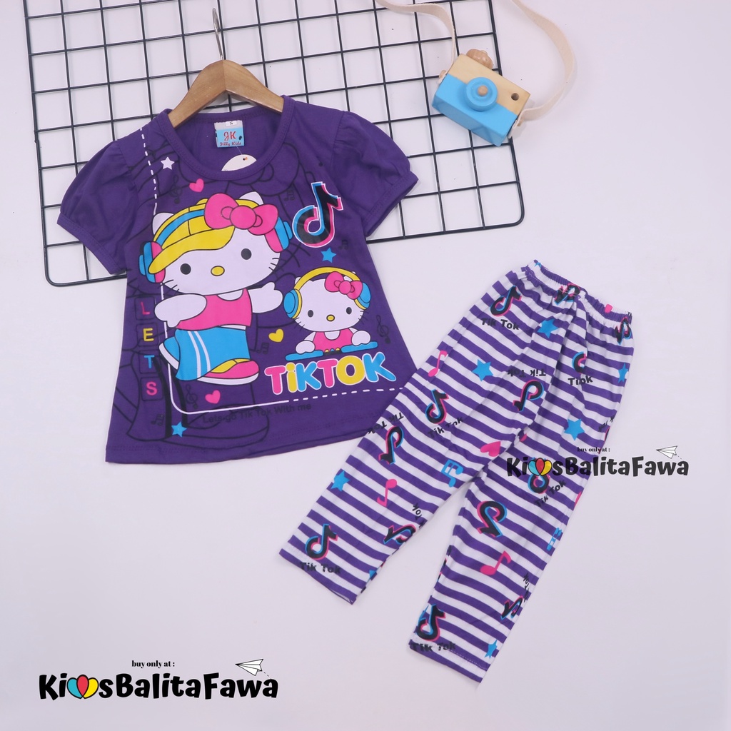 Setelan Hello Katty uk 3-4 Tahun / Baju Anak Karakter Legging Perempuan Murah Celana Panjang Import