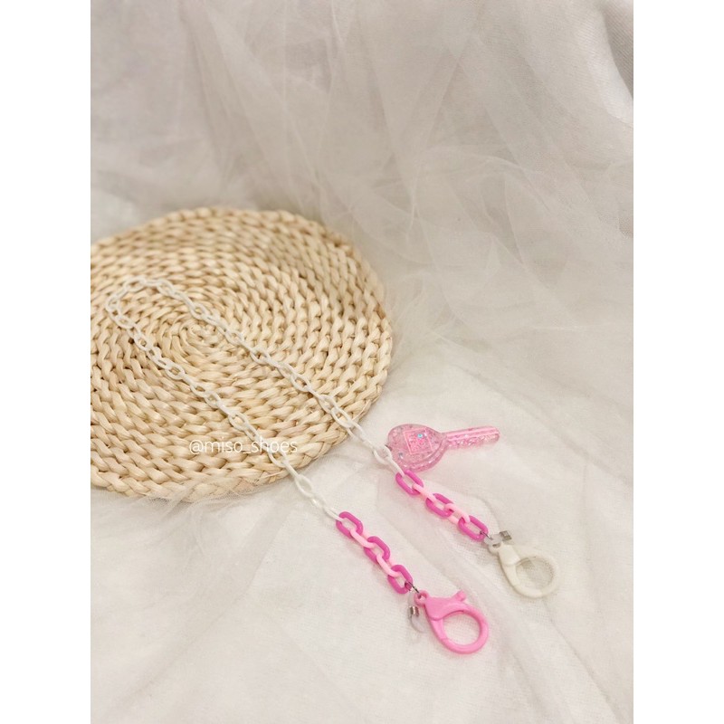 MISO tali kalung strap masker rantai akrilik korea Key Pink Pastel