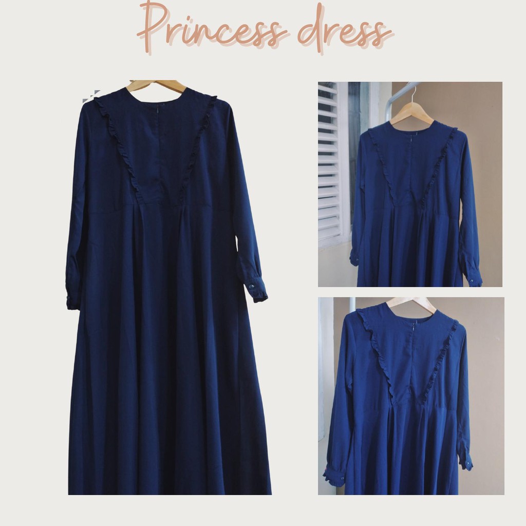 Princess dress/Gamis muslim/ Biru dongker atau warna lain
