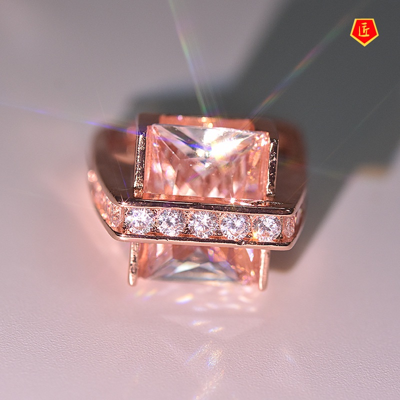 [Ready Stock]Fashion Personality 14K Rose Gold Micro Inlaid with Diamond Ring