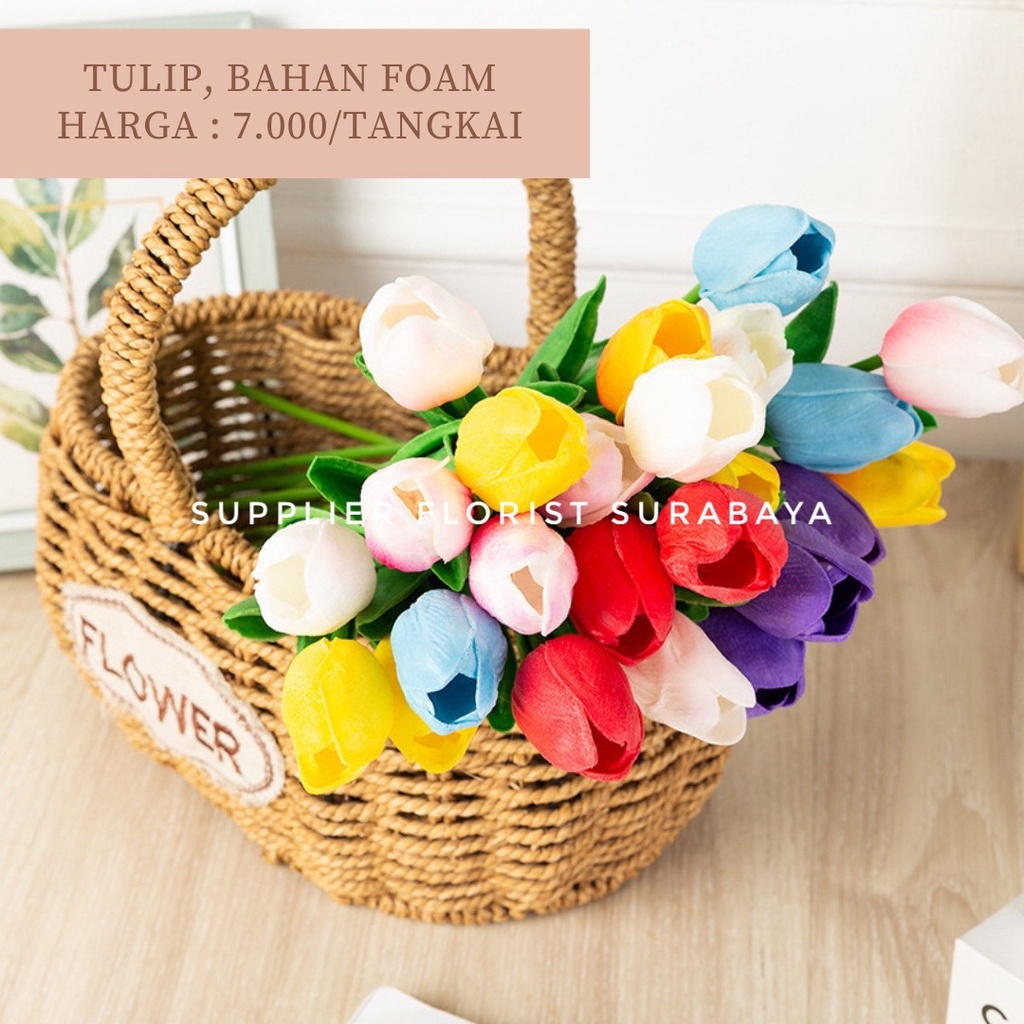 BUNGA TULIP ARTIFICIAL BAHAN FOAM LATEX REAL TOUCH