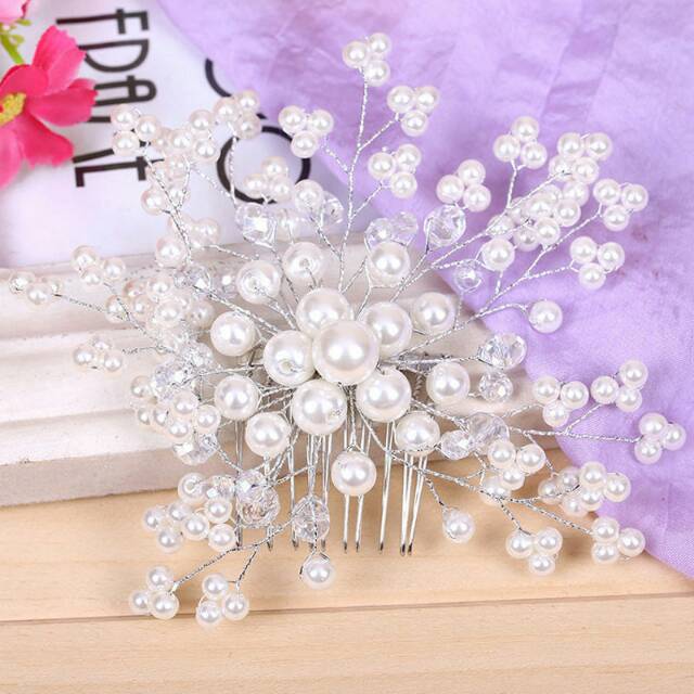 Floral pearl crystal bridal hair accessories