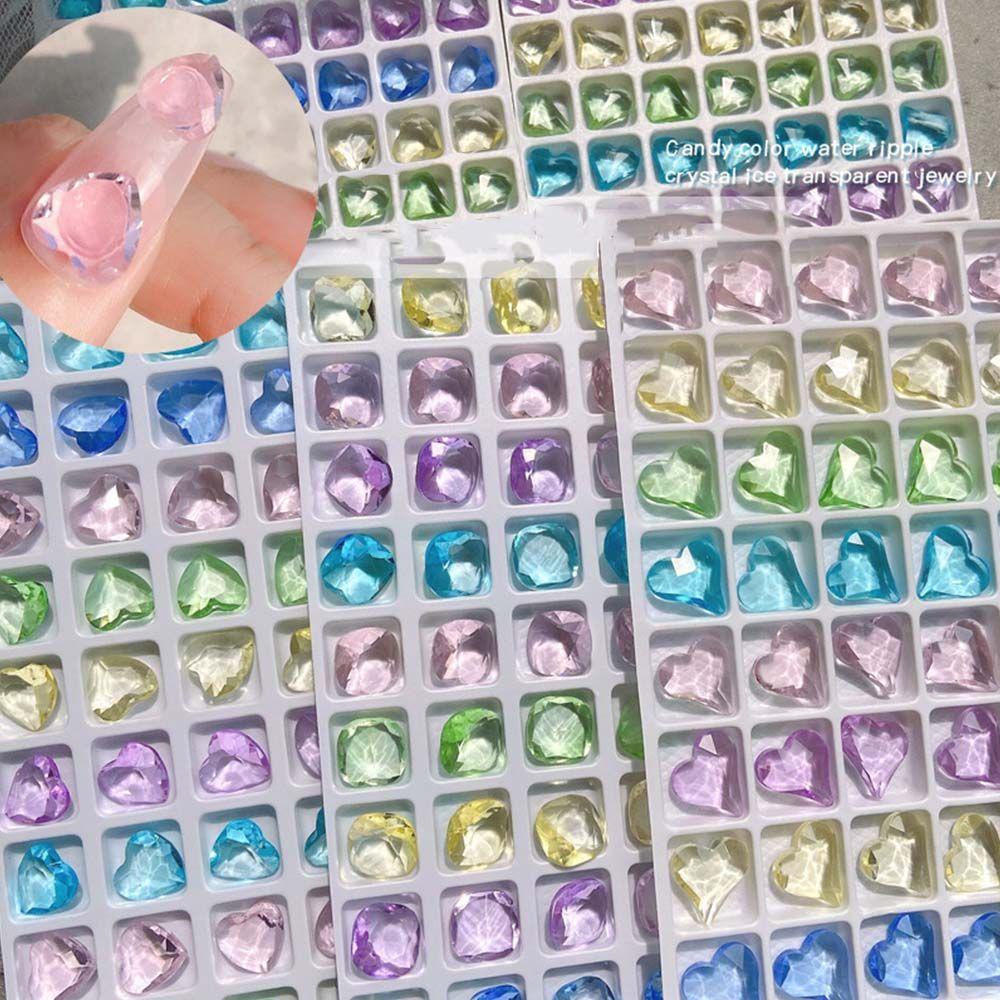 Mxbeauty Bentuk Cinta Kuku Berlian Imitasi DIY Fashion DIY Dekorasi Kuku 3D Pesona Kuku Nail Art Permata Menunjuk Bawah Square Nail Drills