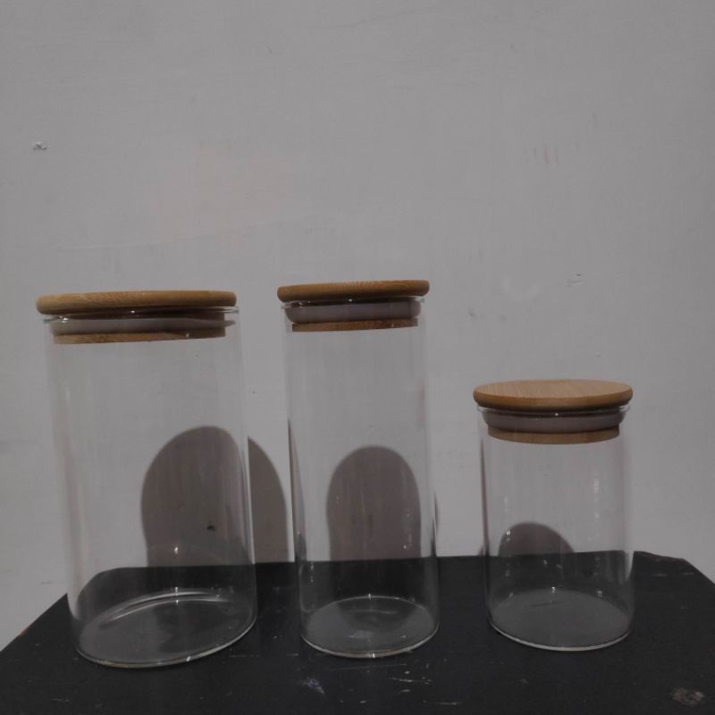 Toples Kaca Penyimpanan Makanan Borosilicate Glass Storage Jar Transparan Kacang Wadah Garam Dapur