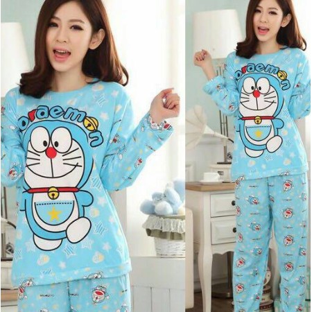 FASHION BAJU TIDUR || PIYAMA WANITA DORA EMON STAR || BAJU TIDUR KONVEKSI TANAH ABANG