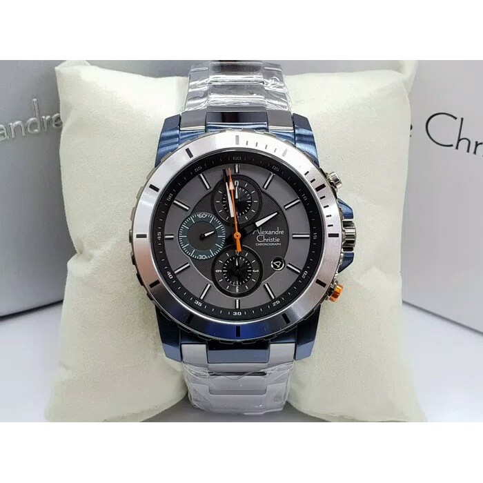 JAM TANGAN ALEXANDRE CHRISTIE WATCH AC 6141 PRIA SPORTY GREY BLUE ORIGINAL