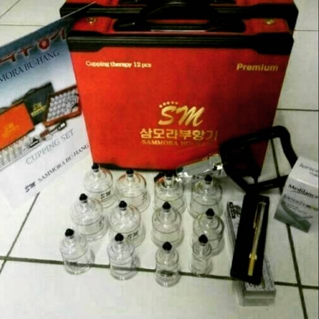 alat bekam sammora isi 12 cup/kop bekam sammora isi 12 cup komplit pen stainless + jarum lancets