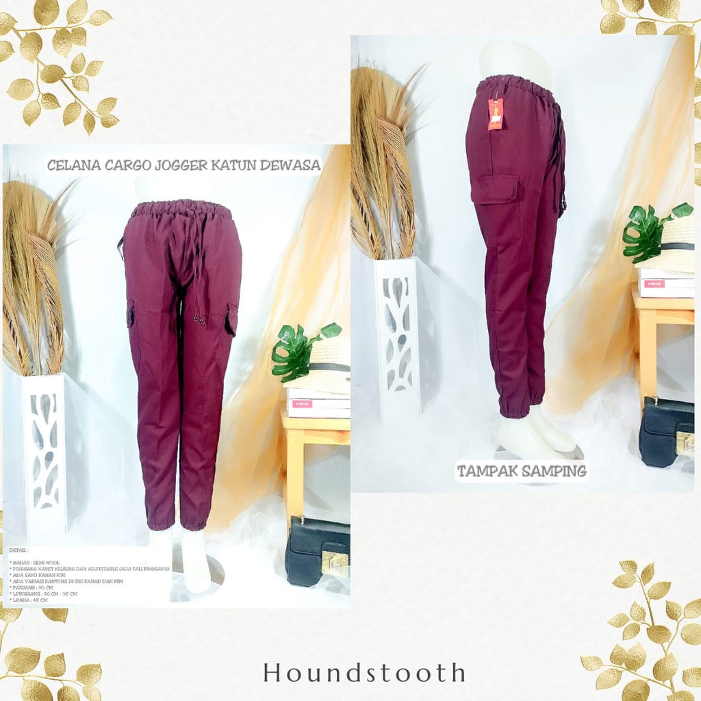 CELANA HOUNDSTOOTH WANITA | CARGO JOGGER HOUNDSTOOTH WANITA | HOUNDSTOOTH PANTS | COD