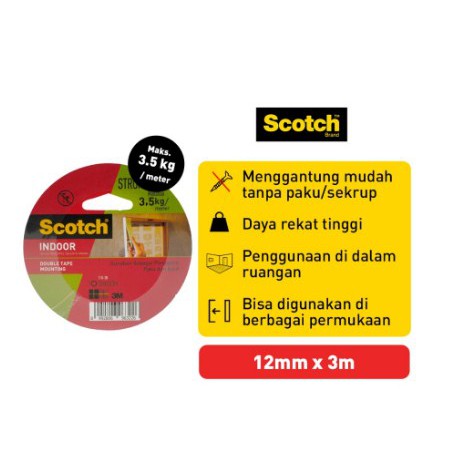 Double Tape Scotch Mounting 3M 110-3B 12mmx3mtr ORIGINAL