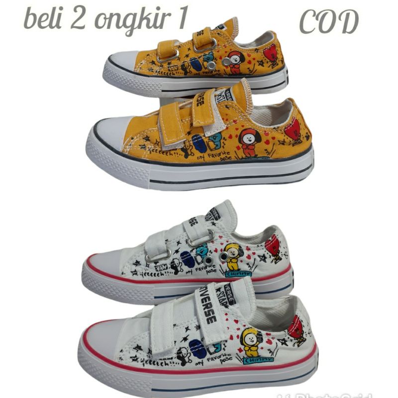 sepatu Converse anak Tk sd sepatu sekolah sneaker karakter bts